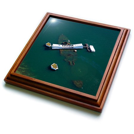 3dRose trv_230650_1 Pearl Harbor Uss Arizona Memorial Oahu Hawaii Trivet with Ceramic Tile, 8 x 8, Natural