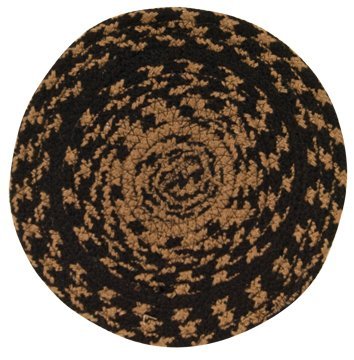 Braided Ebony Trivet Candle Mat Black Tan Jute Country Primitive Décor