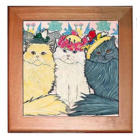 Persian Cat Trivet Hot Plate Wall Decor 8 x 8 Inch