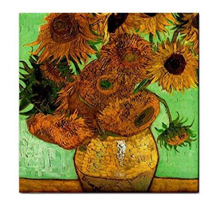 Still Life Vase with Twelve Sunflowers 2 By Vincent Van Gogh Tile Trivet Review