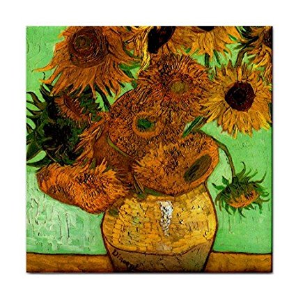 Still Life Vase with Twelve Sunflowers 2 By Vincent Van Gogh Tile Trivet