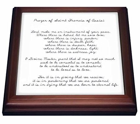 3dRose trv_110280_1 Prayer of St. Francis of Assisi Spirituality Religion Trivet with Ceramic Tile, 8 by 8″, Brown Review