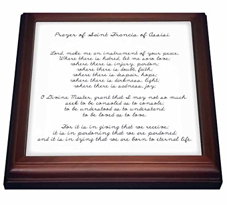 3dRose trv_110280_1 Prayer of St. Francis of Assisi Spirituality Religion Trivet with Ceramic Tile, 8 by 8