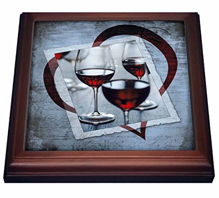 3dRose trv_99543_1 Wine Heart Trivet with Ceramic Tile, 8 by 8