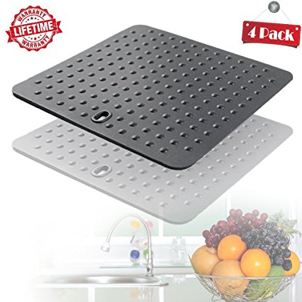 IC ICLOVER 4PCS Black food Grade Silicone Dot Trivet, Hot Pads Trivet Mats --Non-toxic Silicone Mat Dots Pot Stand Bakeware