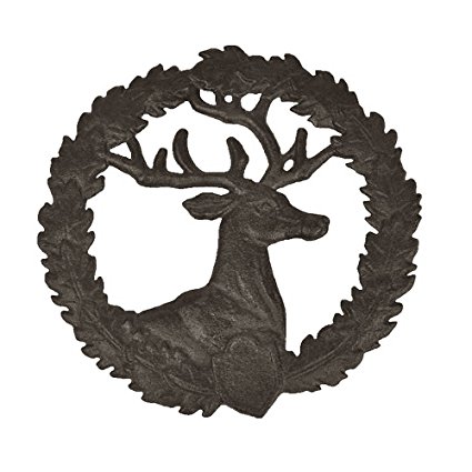 Cast Iron Trivet, Bestplus Tablemat Potholder with Rubber Legs Vintage Sika Deer Shape for Kitchen or Dining Table Decor Round TF004