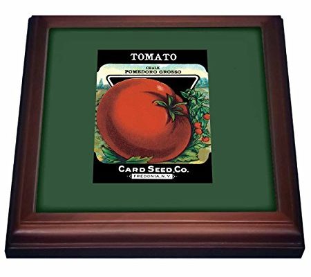 3dRose trv_170948_1 Tomato Chalk Pomedoro Grosso Vegetable Seed Packet Reproduction-Trivet with Ceramic Tile, 8″ x 8″, Brown Review