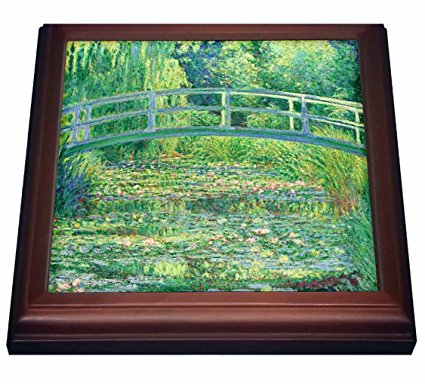 3dRose trv_46577_1 Famous Monets Water Lillies with Lavender Frame Trivet with Ceramic Tile, 8 by 8