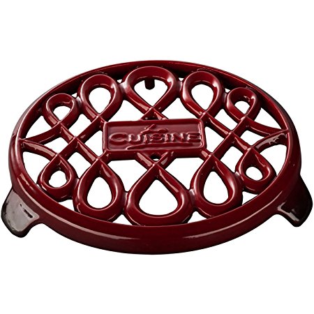 La Cuisine 7 In Enameled Cast Iron Round Trivet, Red