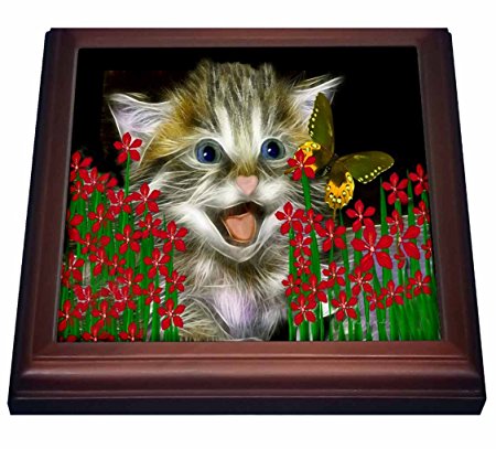 3dRose trv_18450_1 Smiling Kitten Domestic Cat Trivet with Ceramic Tile, 8 by 8