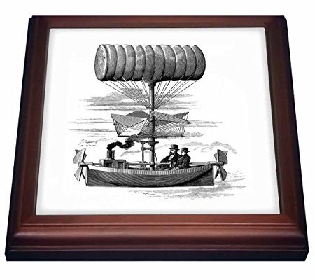 3dRose trv_80332_1 Air Ship Drawing Steampunk Style Trivet with Ceramic Tile, 8 by 8″, Brown Review