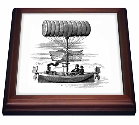 3dRose trv_80332_1 Air Ship Drawing Steampunk Style Trivet with Ceramic Tile, 8 by 8