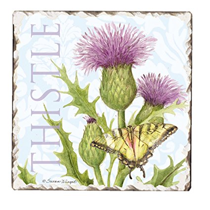 Counter Art Tumbled Tile Trivet, 6-Inch, Herb Garden