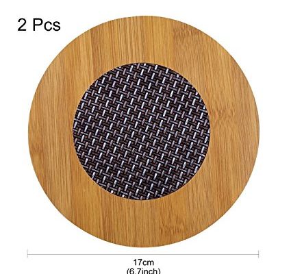 Saim Kitchen Hot Dishes Bamboo Trivet Mat, Heat Resistant Pads Teapot Trivet Pack of 2, Round Review