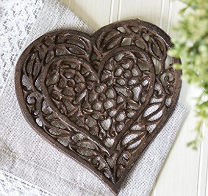 Cast Iron Heart Trivet – Decorative Cast Iron Trivet For Kitchen Or Dining Table – Vintage, Rusted Design – 6.75X6.5 – With Rubber Pegs/Feet – Recycled Metal by Comfify Review