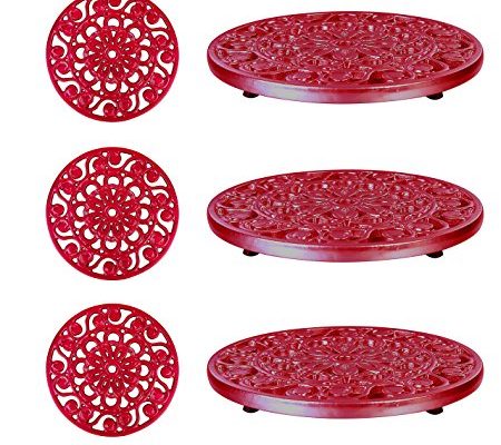 Decorative Cast Iron Metal Trivets by Trademark Innovations (Red) (3 Trivets) Review