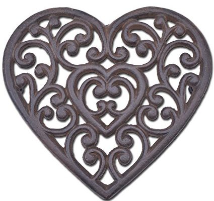 Decorative Cast Iron Trivet Ornate Heart 8″ Wide Review