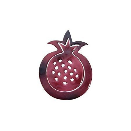 Yair Emanuel Anodized Aluminum Trivet - Round Oriental Pomegranates - Red (MHDC-1)