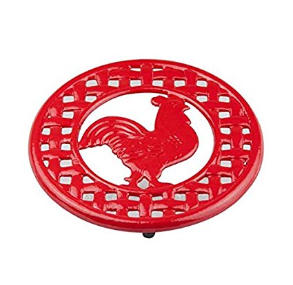 Home Basics Cast Iron Rooster Trivet (Red)