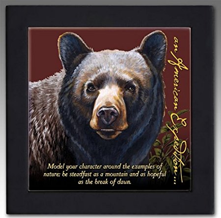 Black Bear Decorative Wood Framed Kitchen Trivet (Black Bear)