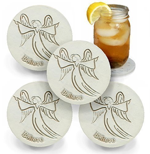 Drink Coasters by McCarter Coasters, Angel, Absorbent, Light Beige 4.25 inch (4pc)