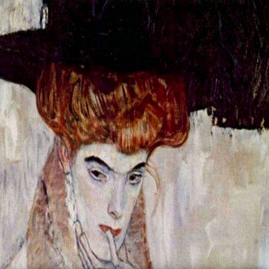 The Black Hat By Gustav Klimt Tile Trivet