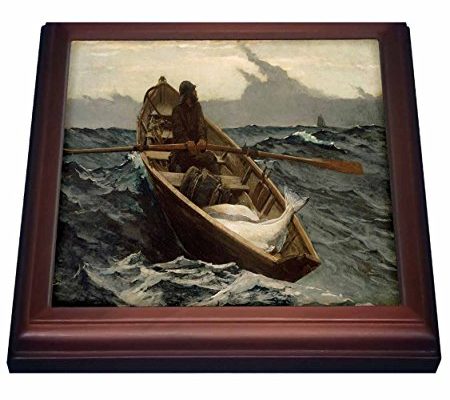 3dRose trv_196342_1 Print of Vintage Winslow Homer The Fog Warning Trivet with Ceramic Tile, 8 by 8″, Brown Review