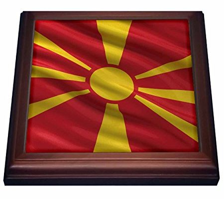 3dRose trv_180005_1 Flag of Macedonia Waving In The wind Trivet with Ceramic Tile, 8 x 8, Natural Review