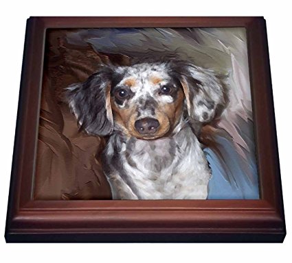 3dRose trv_4479_1 Dapple Dachshund Trivet with Ceramic Tile, 8 by 8″, Brown Review