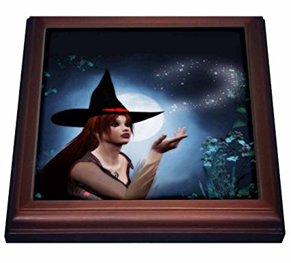 3dRose trv_28904_1 Magic Witch with Full Moon Trivet with Ceramic Tile, 8 by 8″, Brown Review