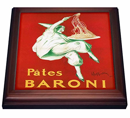 3dRose trv_149299_1 Vintage Pates Baroni Pasta Advertising Poster Trivet with Ceramic Tile, 8 by 8