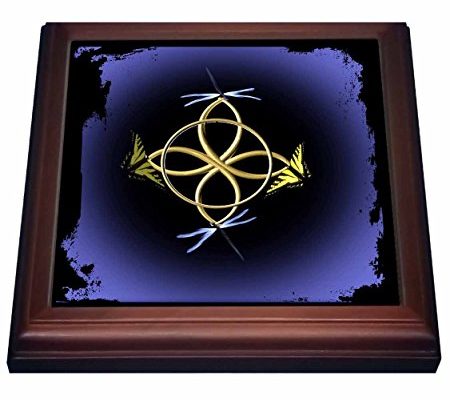 3dRose trv_63363_1 a Gold Celtic Knot with Butterflies and Dragonflies Trivet with Ceramic Tile, 8 by 8″, Brown Review