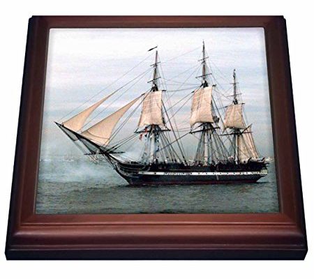 3dRose trv_38112_1 Uss Navy Constitution Ship Trivet with Ceramic Tile, 8 by 8″, Brown Review