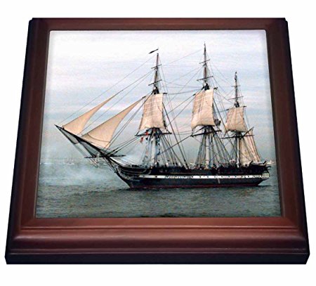 3dRose trv_38112_1 Uss Navy Constitution Ship Trivet with Ceramic Tile, 8 by 8