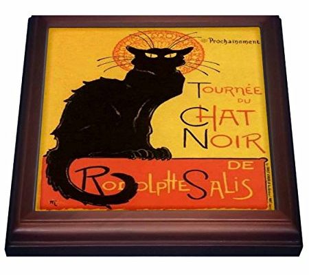 3dRose trv_46907_1 Le Chat Noir-Advertising, Art Nouveau, Black Cat, Cat, Cats, Chat Noir, Le Chat Trivet with Ceramic Tile, 8 by 8″, Brown Review