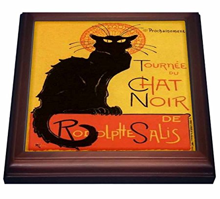 3dRose trv_46907_1 Le Chat Noir-Advertising, Art Nouveau, Black Cat, Cat, Cats, Chat Noir, Le Chat Trivet with Ceramic Tile, 8 by 8