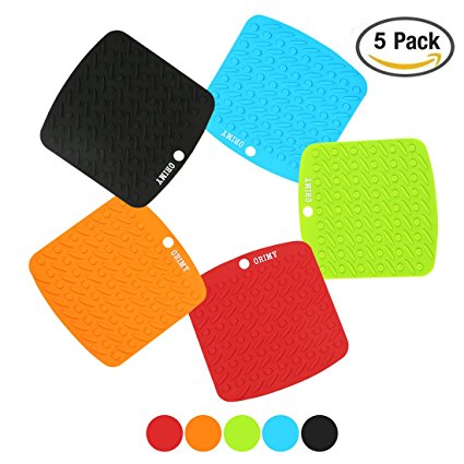 Silicone Trivet Mat, Pot Holder, Hot Pad, Spoon Rest with Multi-Purpose, 442°F Heat Resistant, Thick and Flexible - FDA Vacuum-Pack (Multi-color)