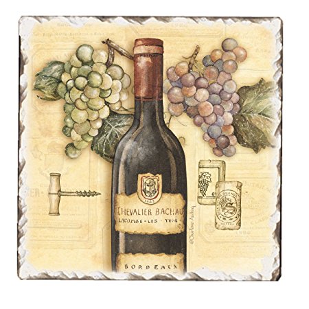 CounterArt Vineyards Square Tumbled Tile Trivet, 6-Inch