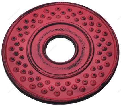 M.V. Trading T7023RD Cast Iron Trivet Mochi Design, 5½-Inch, Red