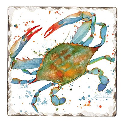 Counter Art Tumbled Tile Trivet, 6-Inch, Indigo Lagoon