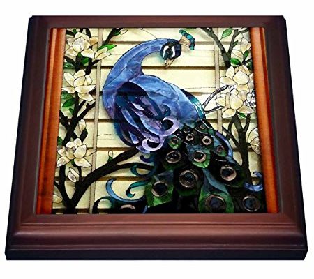 3dRose trv_25288_1 Peacock Proud Trivet with Ceramic Tile, 8 by 8″, Brown Review