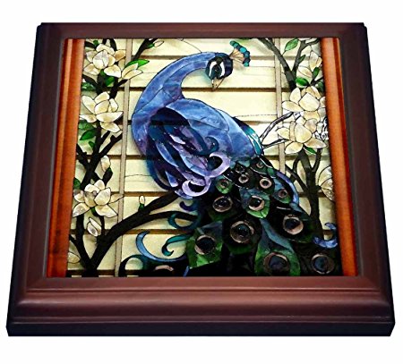 3dRose trv_25288_1 Peacock Proud Trivet with Ceramic Tile, 8 by 8