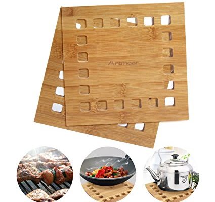 Bamboo Trivet Set Of 2 Pack,Trivet Mats/Hot Pot Holder Pads For Kitchen Tool is Heat Resistant to 450 °F by Artmeer Review