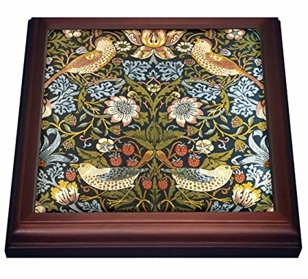 3dRose trv_219390_1 William Morris Strawberry Thief Pattern Trivet with Ceramic Tile, 8