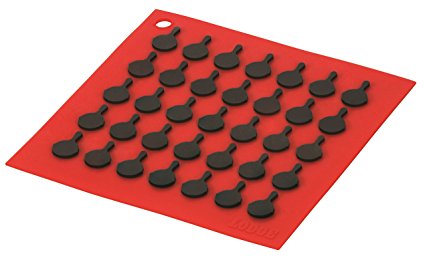 Lodge AS7S41 Silicone Square Trivet with Black Logo Skillets, Red Review