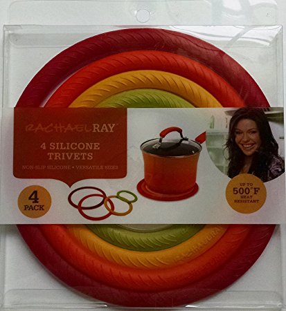 Rachel Ray 4 Silicone Trivets Multicolor Concentric Circles