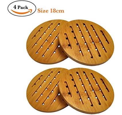 4 Pack Bamboo Trivet Mat Set, Heavy Duty Hot Pot Holder Pads, Non-Slip Hot Pot Holder (4, Round) Review