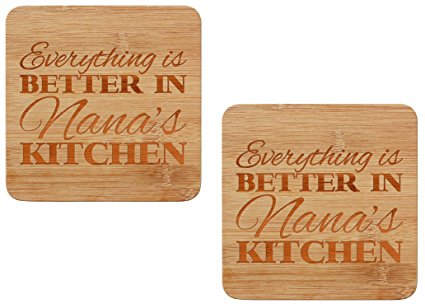 Mothers Day Gifts for Nana Everything is Better in Nana’s Kitchen Grandma Gift Trivet Set 2-Pack Wooden Hot Pads Review