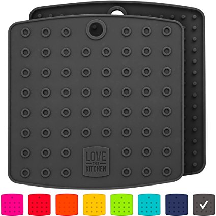 Premium Silicone Trivet Mats/Hot Pads, Pot Holders, Spoon Rest, Jar Opener & Coasters - Our 5 in 1 Kitchen Tool is Heat Resistant to 442 °F, Thick & Flexible (7