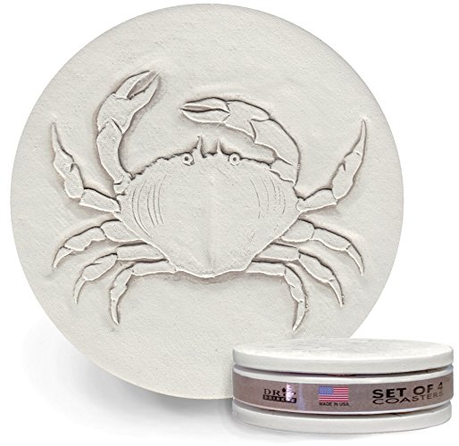 Drink Coasters by McCarter Coasters, Crab, Absorbent, Light Beige 4.25 inch (4pc)